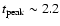 $t_{\rm peak}\sim 2.2$