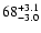 $\rm 68^{+3.1}_{-3.0}$