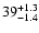 $\rm 39^{+1.3}_{-1.4}$