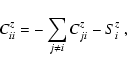 \begin{displaymath}C^{z}_{ii}=-\sum_{j\neq i}C^{z}_{ji}-S^{z}_{i}~,
\end{displaymath}