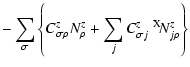 $\displaystyle -\sum_{\sigma}\left\{C^{z}_{\sigma\rho}N^{z}_{\rho}+
\sum_{j}C^{z}_{\sigma j}~{^{{\rm X}}\!N^{z}_{j\rho}}\right\}$