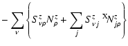 $\displaystyle -\sum_{\nu}\left\{S^{z}_{\nu\rho}N^{z}_{\rho}+
\sum_{j}S^{z}_{\nu j}~{^{{\rm X}}\!N^{z}_{j\rho}}\right\}$