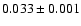 $0.033 \pm0.001$
