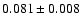 $0.081\pm0.008$