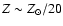 $Z \sim Z_\odot/20$