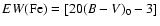 $EW{\rm (Fe)}=[20(B-V)_{0}-3]$