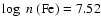 $\log~ n~ {\rm (Fe)} =7.52$