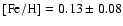 $\rm [Fe/H]=0.13 \pm 0.08$