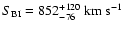 $S_{\rm BI} =
852^{+120}_{-76}~{\rm km~s^{-1}}$