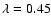 $\lambda=0.45$