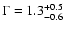 $\Gamma=1.3^{+0.5}_{-0.6}$