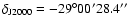 $\delta_{\rm J2000}= -29^{\circ}00^{\prime}28.4^{\prime\prime}$