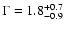 $\Gamma=1.8^{+0.7}_{-0.9}$