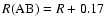 $R{\rm (AB)}=R+0.17$