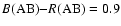 $B{\rm (AB)}{-}R{\rm (AB)} = 0.9$