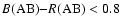 $B{\rm (AB)}{-}R{\rm (AB)}<0.8$