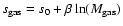 $s_{\rm gas}=s_0+\beta\ln(M_{\rm gas})$