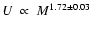 $U\ \propto \ M^{1.72\pm0.03}$