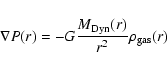 \begin{displaymath}
\nabla P(r) = - G \frac{M_{\rm Dyn}(r)}{r^2} \rho_{\rm gas}(r)
\end{displaymath}