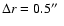 $\Delta r=0.5\hbox{$^{\prime\prime}$ }$