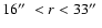 $16\hbox{$^{\prime\prime}$ }<r<33\hbox{$^{\prime\prime}$ }$