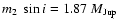 $m_2~\sin{i}=1.87~M_{\rm Jup}$