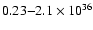 $0.23{-}2.1 \times 10^{36}$