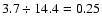 $3.7\div14.4 = 0.25$