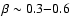$\beta \sim 0.3{-}0.6$