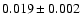 $0.019\pm0.002$