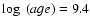 $\log~(age) = 9.4$
