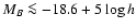 $M_B\la -18.6+5 \log h$