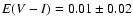 $E(V-I)=0.01\pm 0.02$