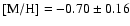 ${\rm [M/H]}=-0.70\pm0.16$