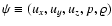 $\psi \equiv (u_x, u_y, u_z, p,
\varrho)$