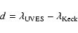 \begin{displaymath}d = \lambda_{\rm UVES} - \lambda_{\rm Keck}
\end{displaymath}