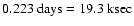 $\rm0.223~days = 19.3~ksec$