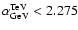 $\alpha_{\rm GeV}^{\rm TeV}<2.275$