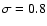 $\sigma =0.8$