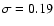 $\sigma =0.19$