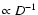 $\propto D^{-1}$