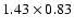 $1.43\times0.83$