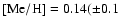 $\rm [Me/H]=0.14(\pm0.1$