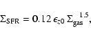 \begin{displaymath}\Sigma_{\rm SFR}=0.12\: \epsilon_{z0}\: \Sigma_{\rm gas}^{\;\;\;1.5},
\end{displaymath}