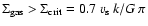 $\Sigma_{\rm gas} > \Sigma_{\rm crit} = {0.7\:v_{\rm s}\:k / G\:\pi}$