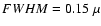 $FWHM = 0.15 ~ \mu$