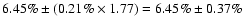 $6.45\% \pm (0.21\% \times 1.77) = 6.45\% \pm 0.37 \%$