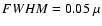 $FWHM = 0.05 ~ \mu$