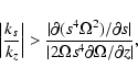 \begin{displaymath}\left\vert \frac{k_{s}}{k_{z}} \right\vert > \frac{\vert\part...
...rt}{\vert 2 \Omega s^{4} \partial \Omega /
\partial z \vert},
\end{displaymath}