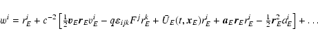 \begin{displaymath}w^i=r^i_E+c^{-2}\left[{\textstyle{1\over 2}}\vec v_E\vec r_E
...
..._E r^i_E-{\textstyle{1\over 2}} \vec r_E^2 a^i_E\right]+\ldots
\end{displaymath}